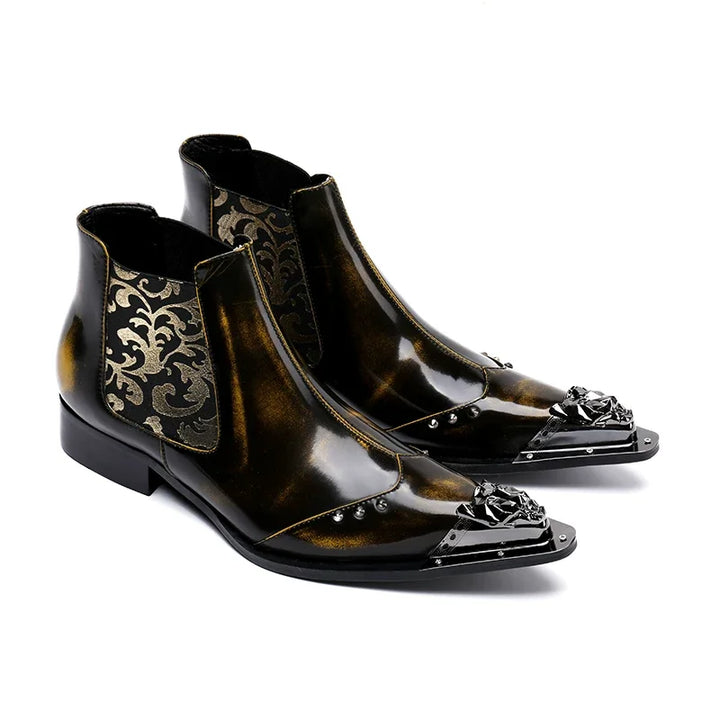 High-End Metal Pointed Toe Boots