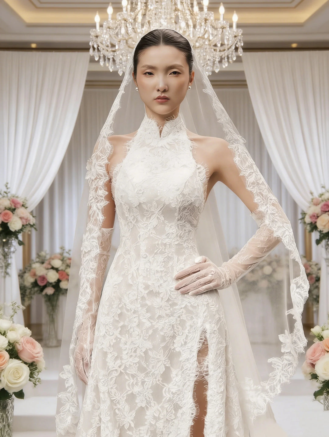 Sweet Appliqued Sweep Train Wedding Dress