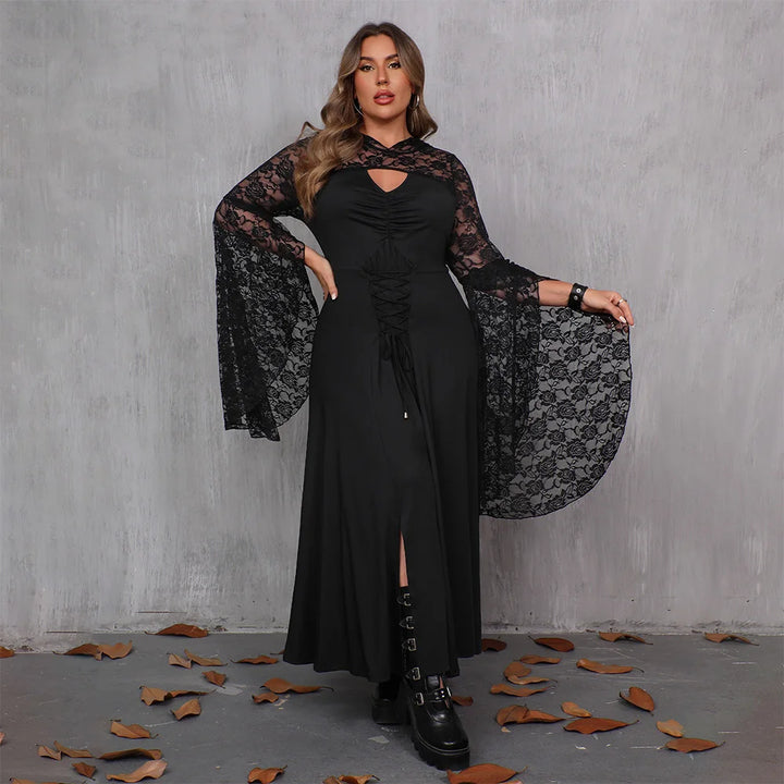 Elegant Spliced Hooded Formal Dress