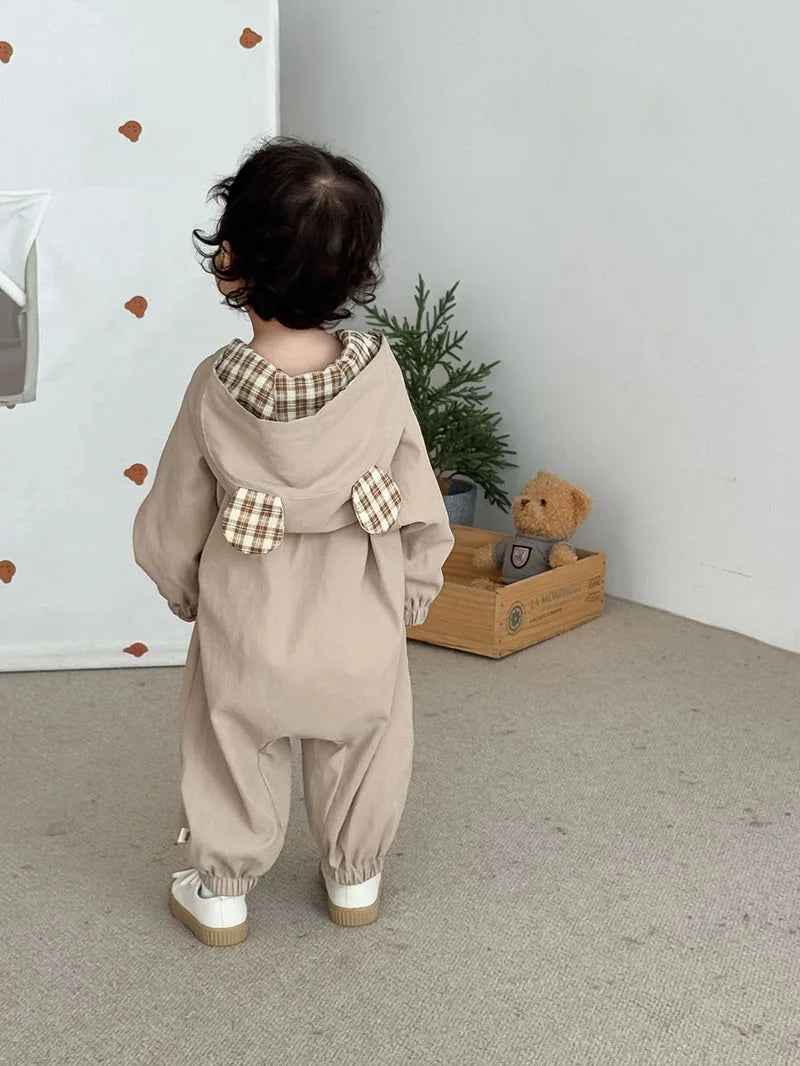 Charming Printed Baby Girls Hooded Romper