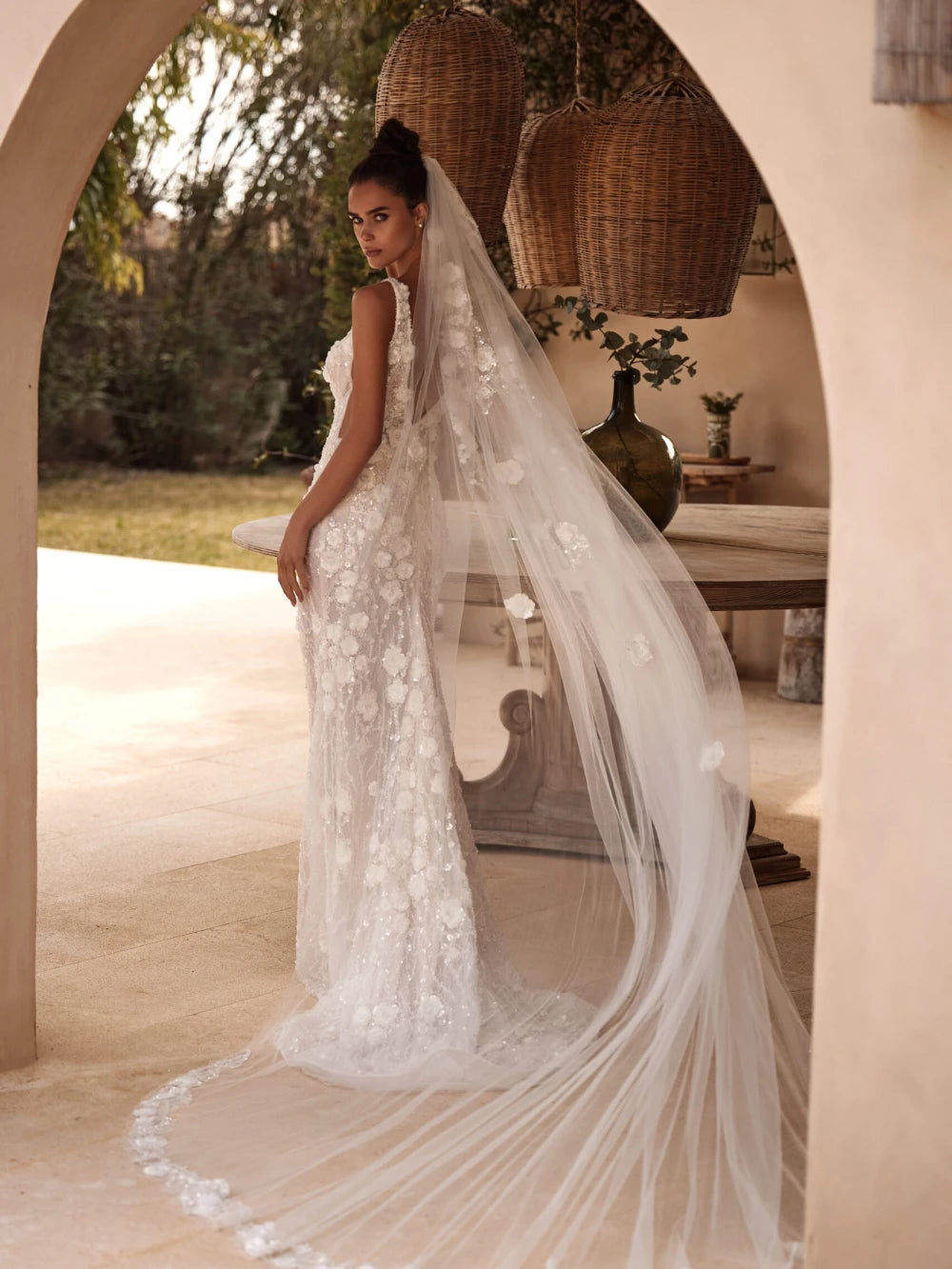 Luxury 3D Flowers Wedding Gown
