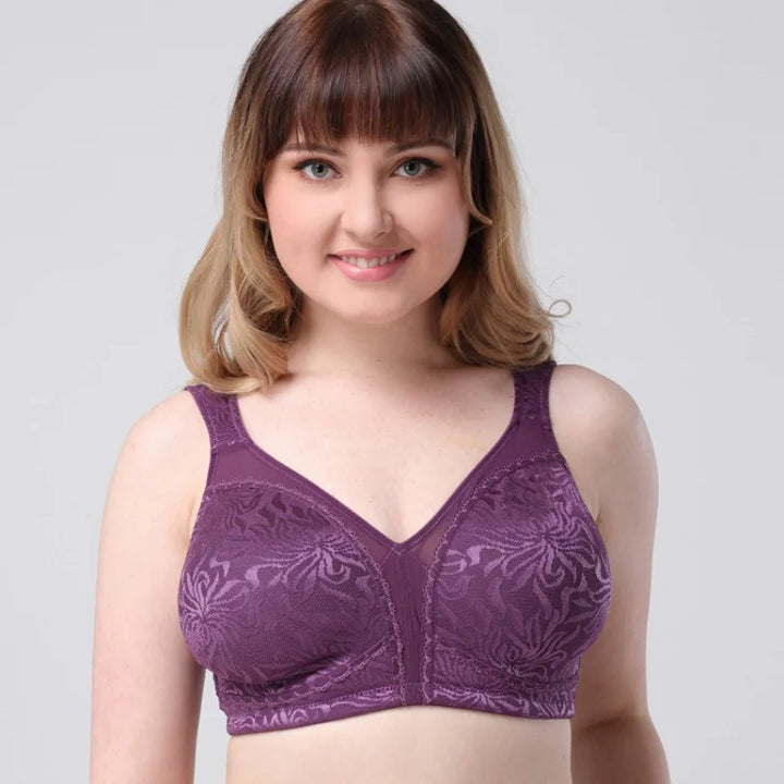 Elegant Net Embroidered Plus Size Bra