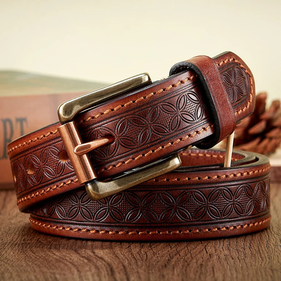 Embossed Western Cowboy Thick Belt
