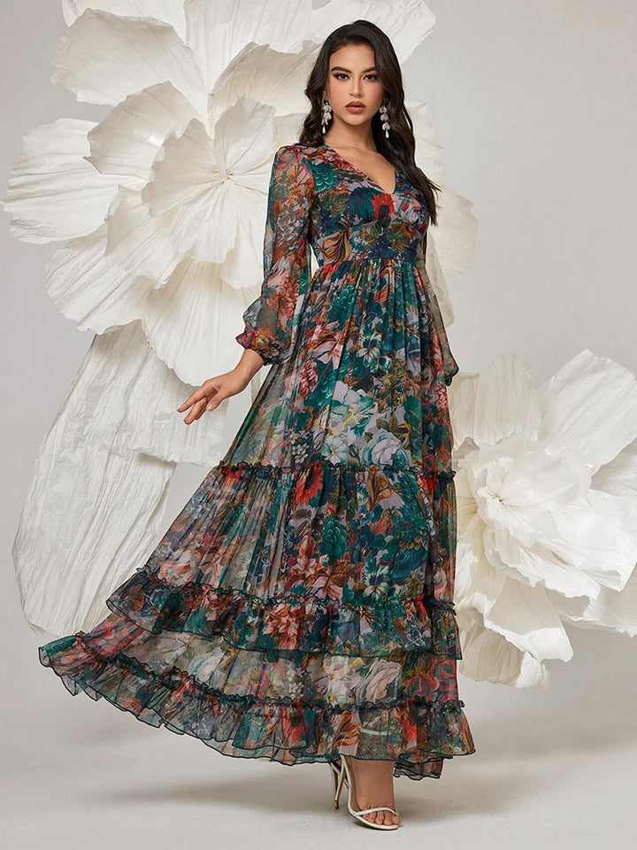 Elegant Frill Trim Vacation Party Dress