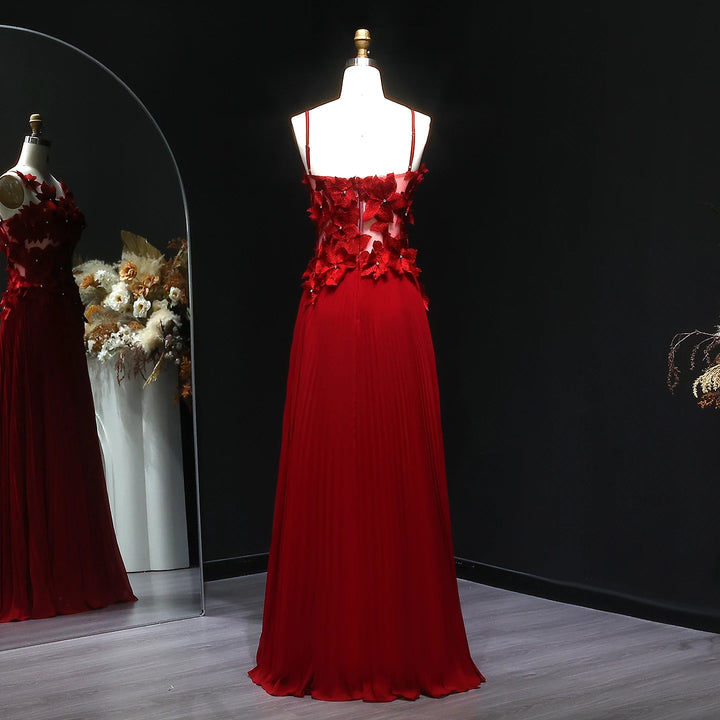 Modest A-Line 3D Flowers Evening Gown