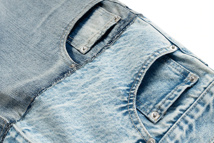 Fine Double Waist Denim Baggy Jeans Pants