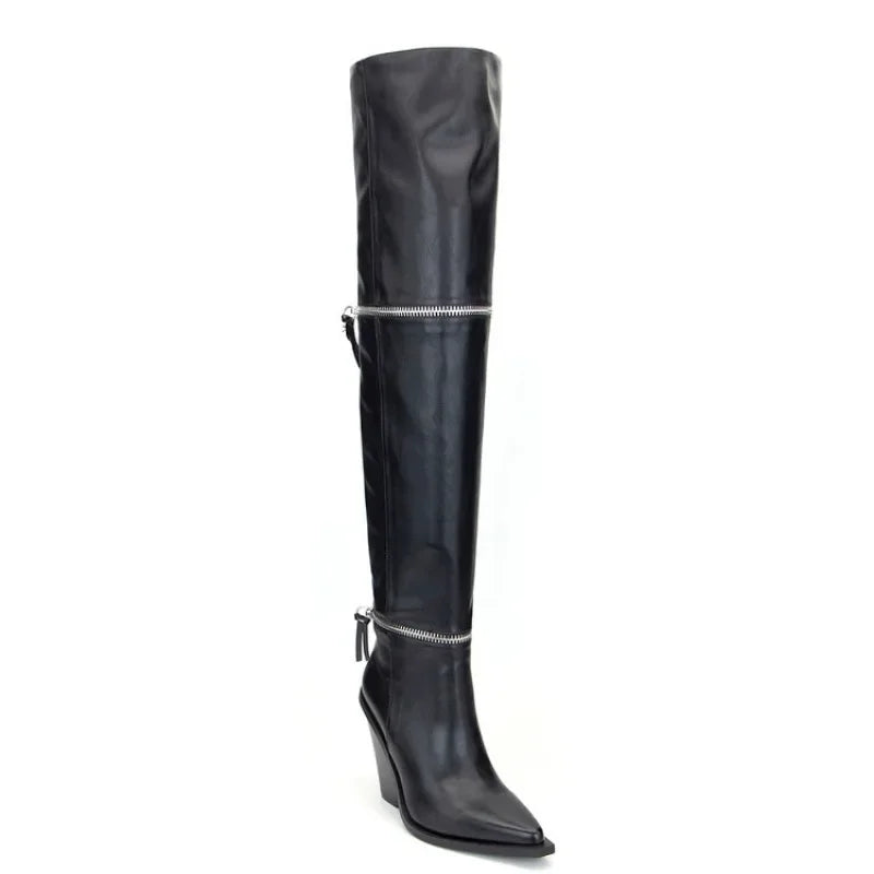 Gothic Over-the-Knee Pull-On Boots