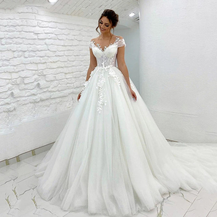 Ethereal 3D Applique Lace Wedding Dress