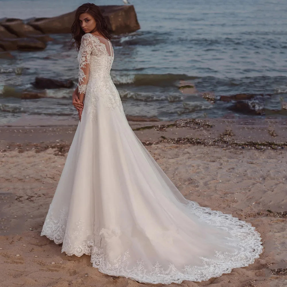 Wonderful Tulle Sweep Train Wedding Dress