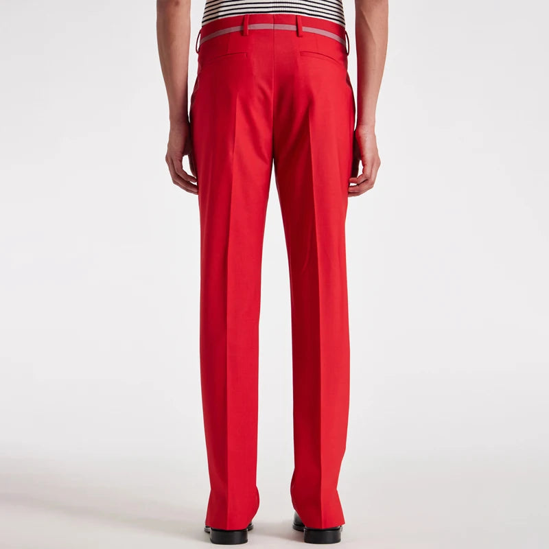 British Fashion Gentleman Style Red Pants