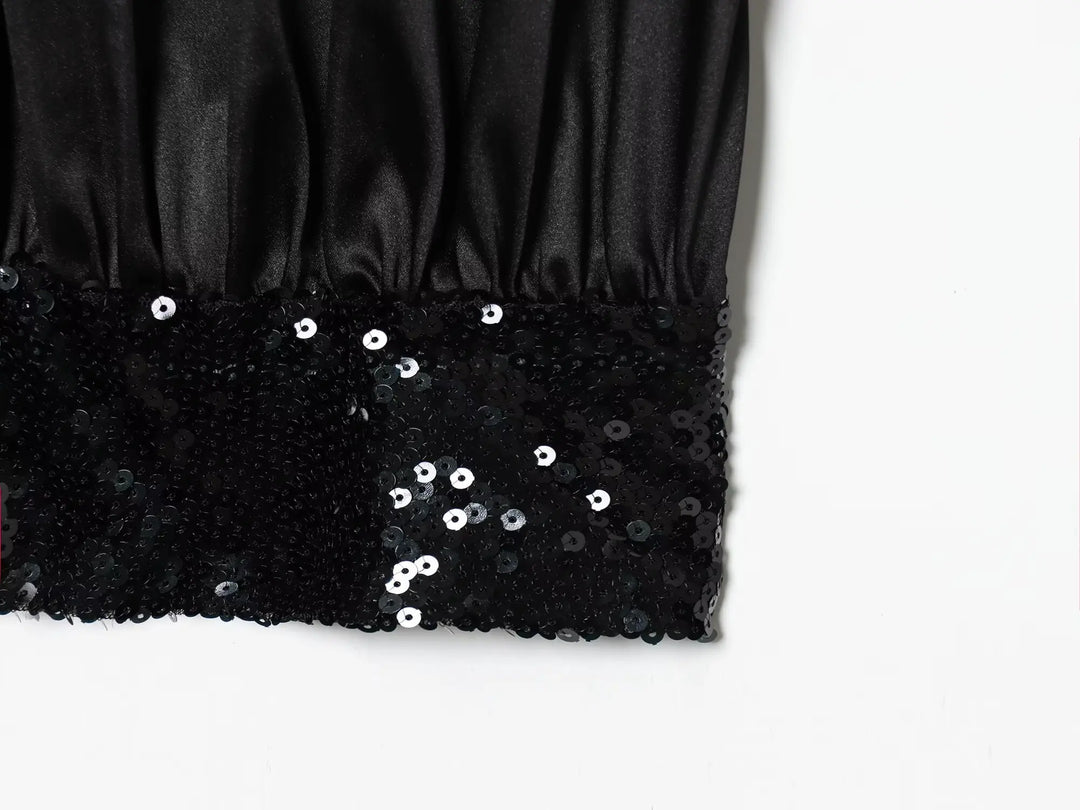 Stunning Sequins Satin Crop Top