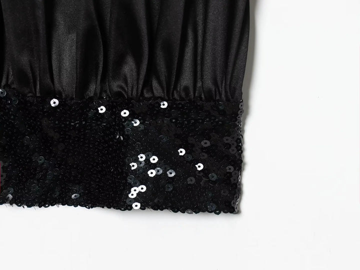 Stunning Sequins Satin Crop Top