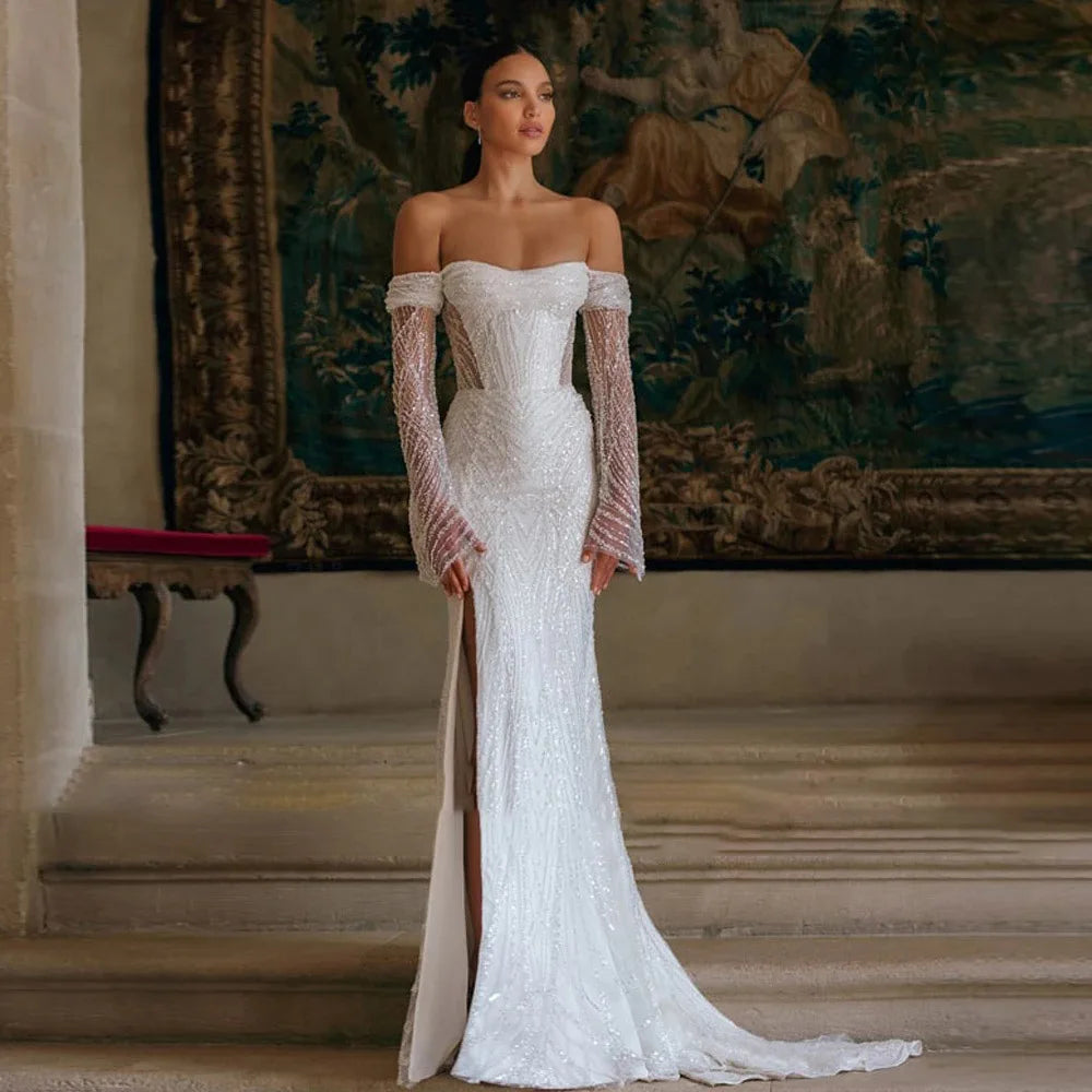 Modish Side Split Bridal Gown