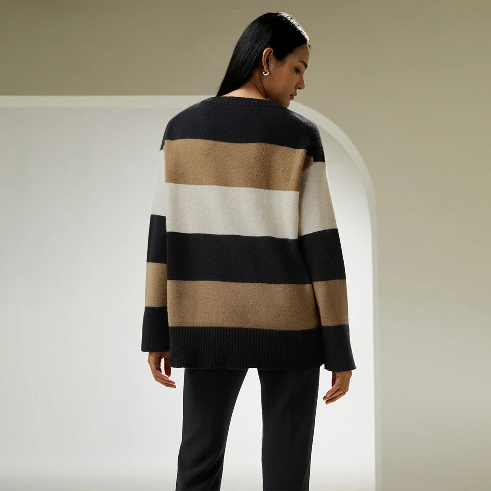 Tri-Colored Stripe Cashmere Sweater