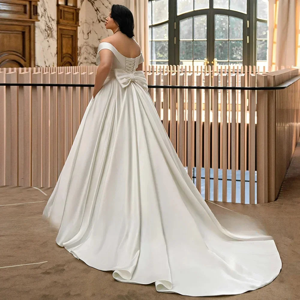 Stunning Plus Size Satin Wedding Dress