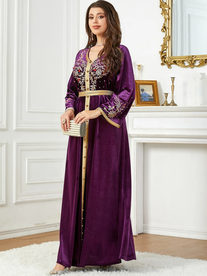 Velvet Embroidery Morocco Abaya