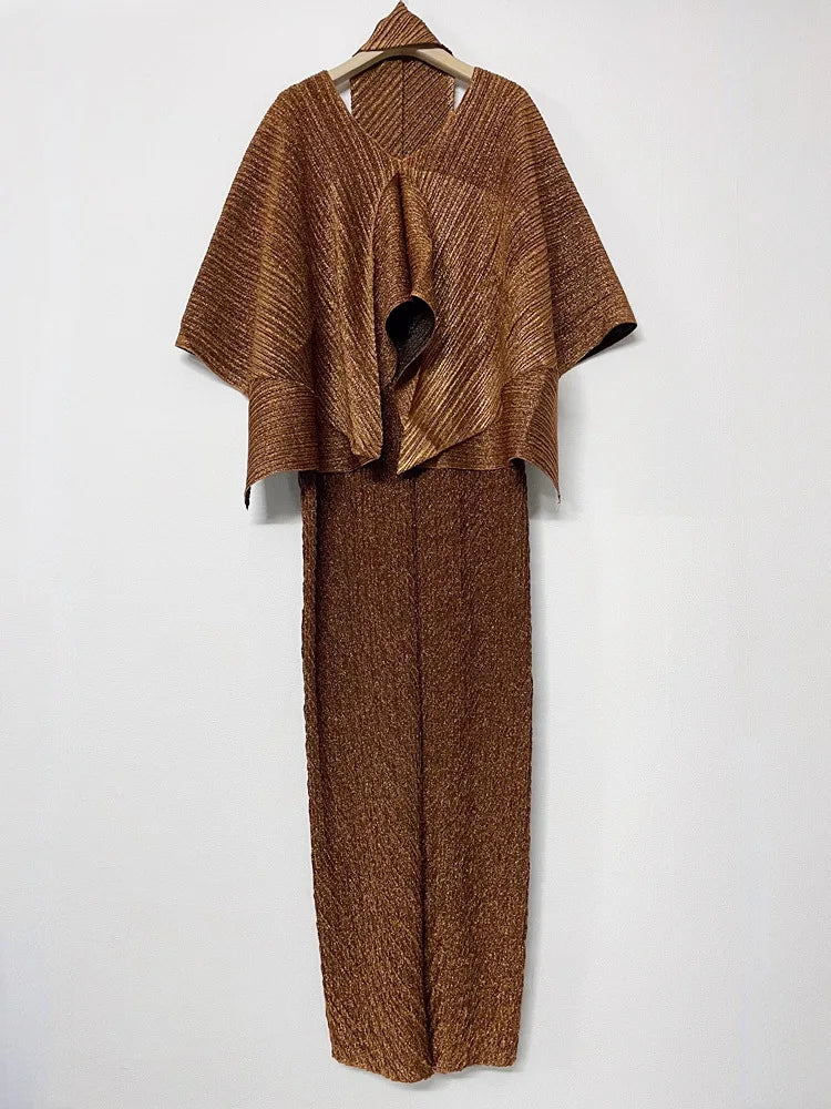 Elegant Pleated Women's 2-Piece Outfit Set