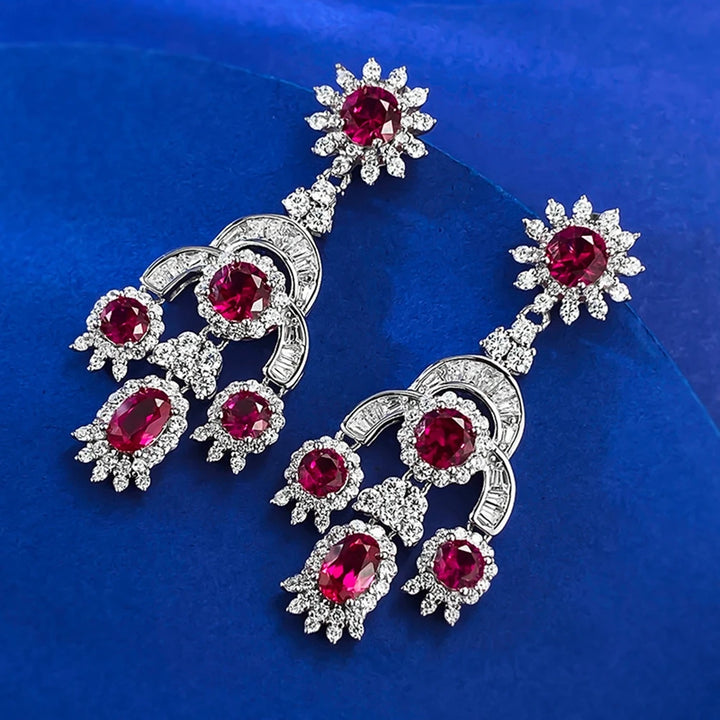Exquisite Sapphire Ruby Earrings
