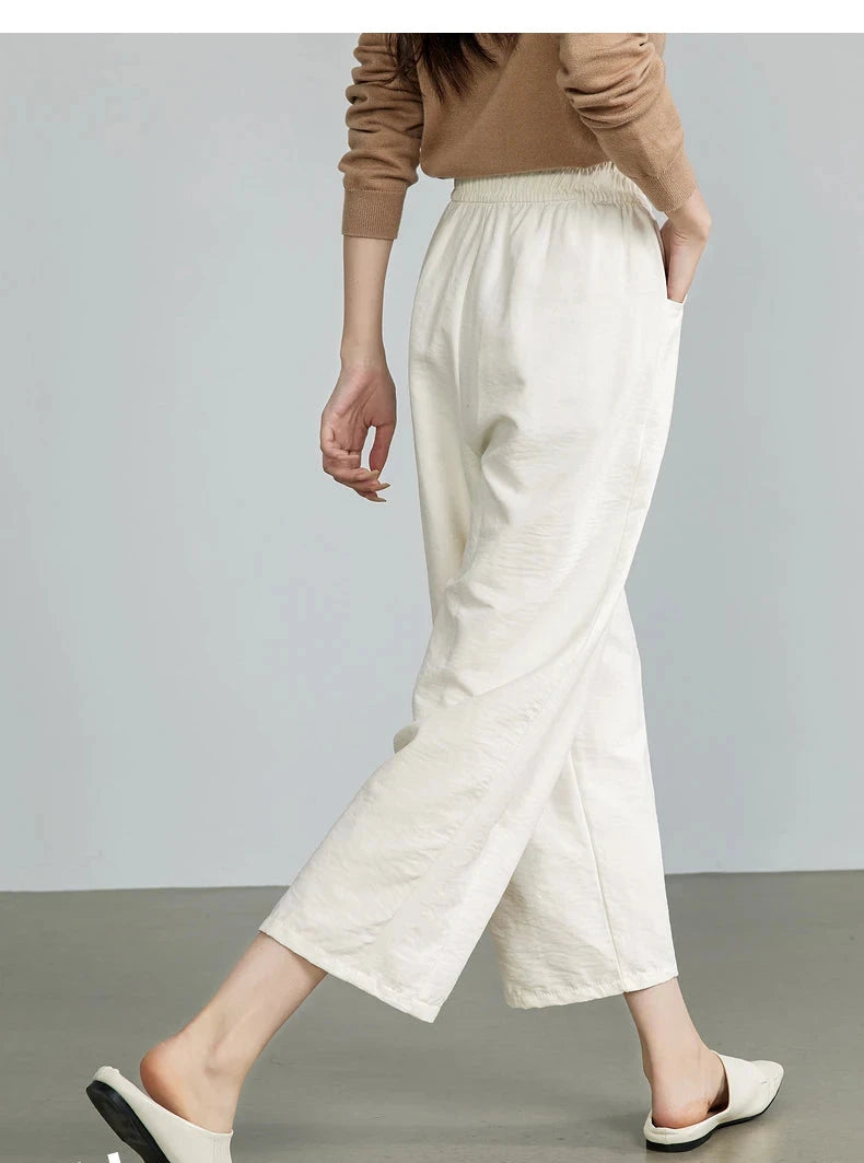 Elastic Waist Wide Leg Pants