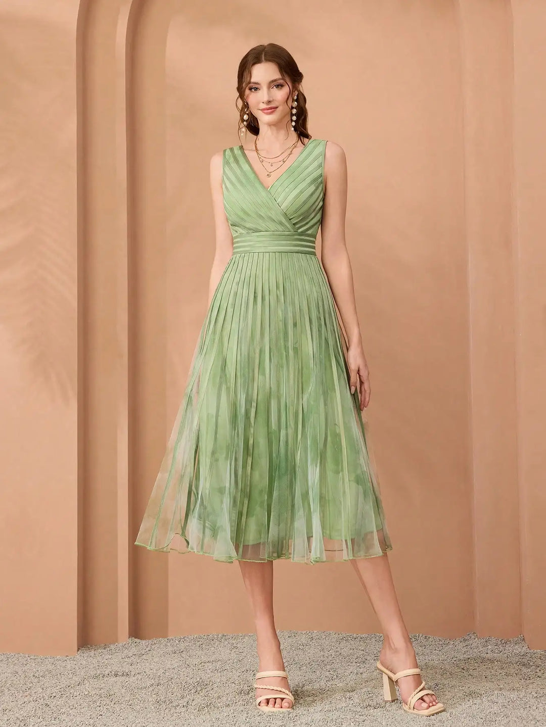 Stunning Mesh Striped Party Dress