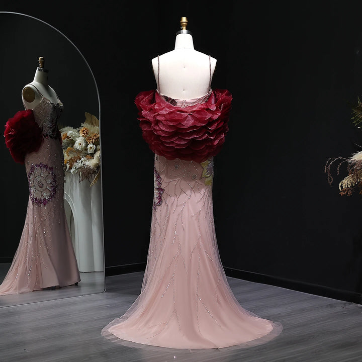 Antique Floral Beaded Arabic Party Dress