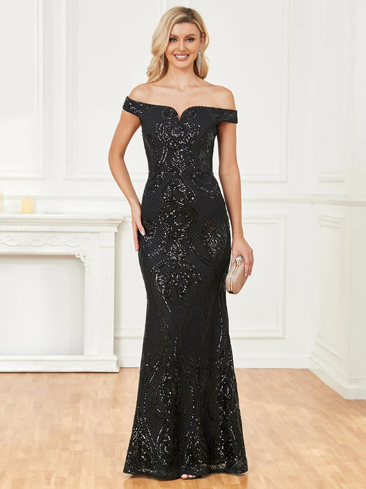 Baby Doll Sequin Evening Dress