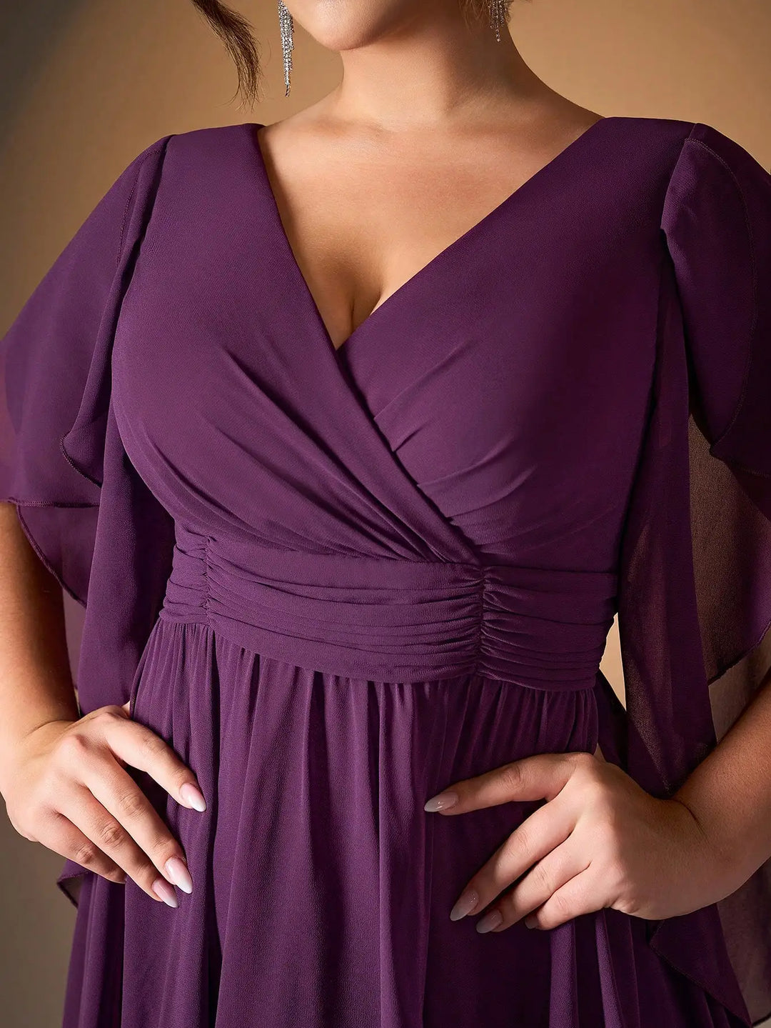 Irregular Sleeves Short Front Dress