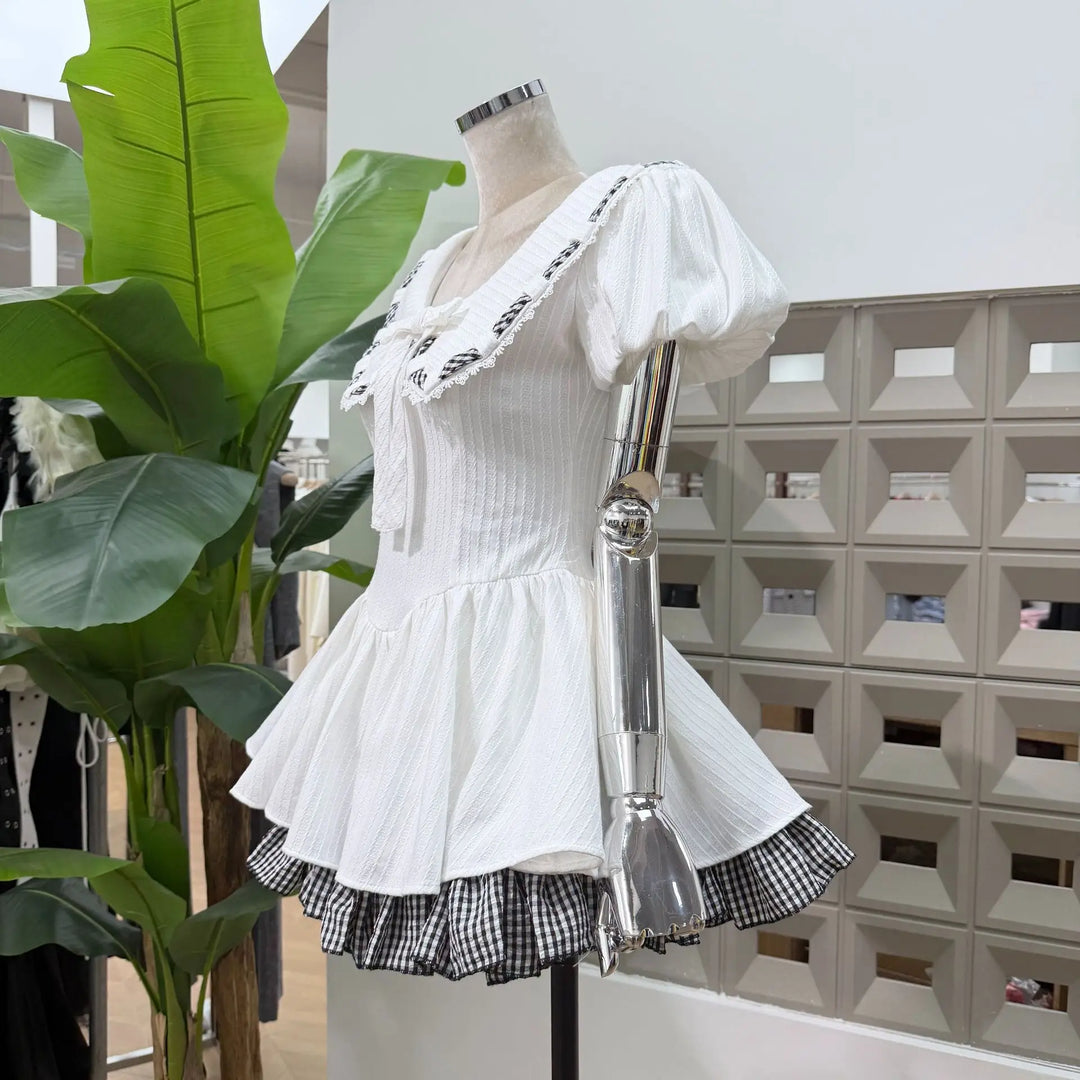 Stunning Lolita Bow Details Mini Dress