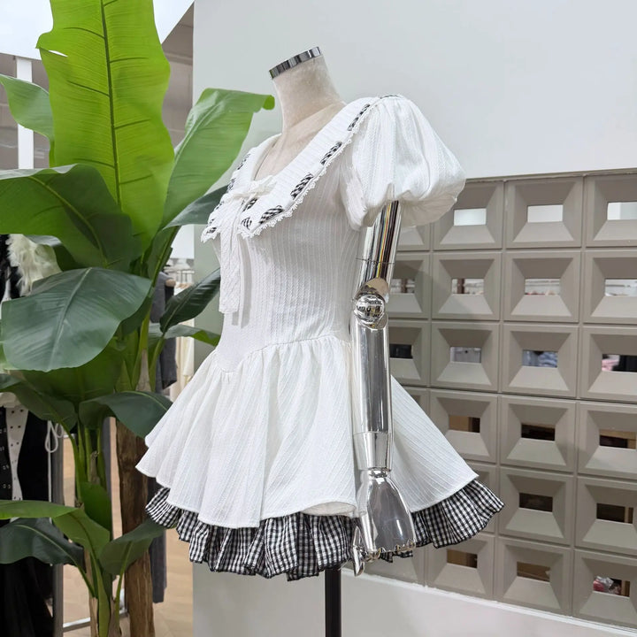 Stunning Lolita Bow Details Mini Dress