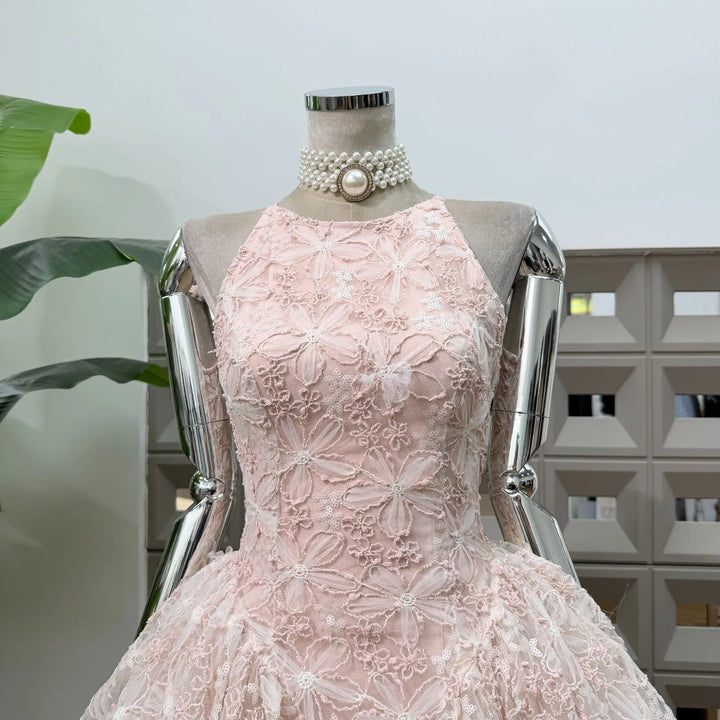 Luxury Puff Asymmetrical Hem Ruffles Dress