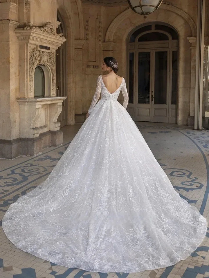 Exquisite Appliques Court Train Princess Wedding Dress