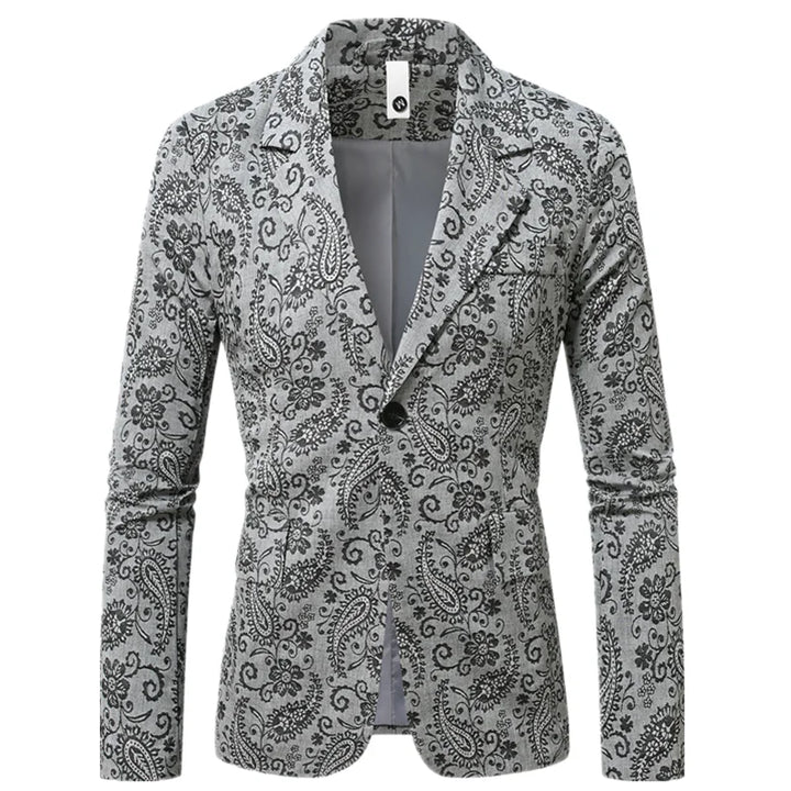 Luxury Floral Single Button Jacquard Blazer