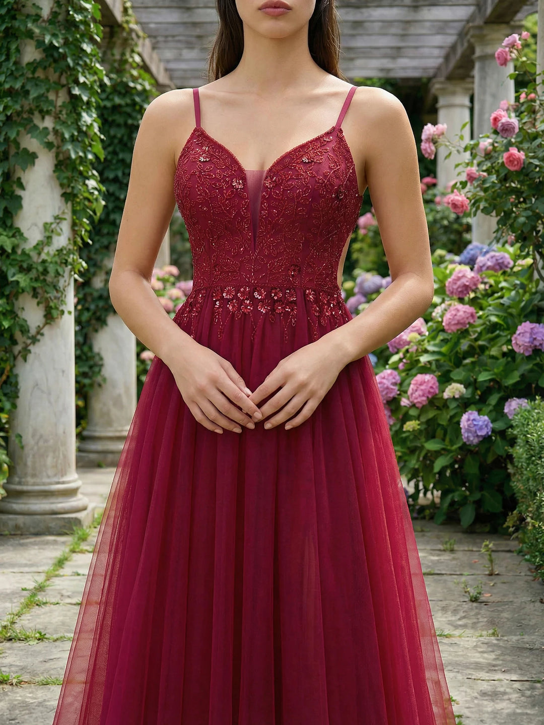 Glamorous Tulle Beaded Evening Party Dress