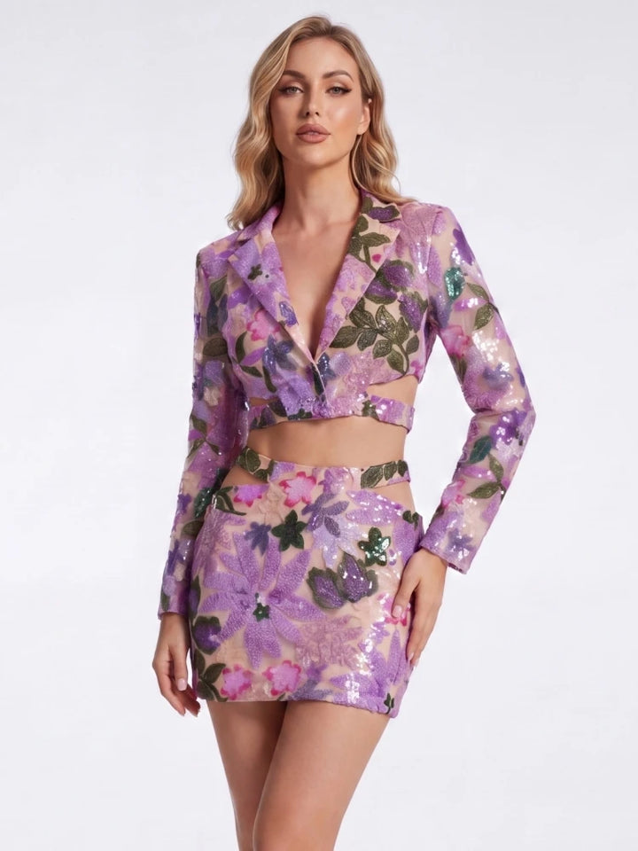 Luxury Embroidery Floral Cut-out Mini Dress