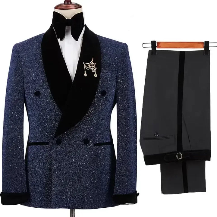 Stunning Velvet Collar 2-Piece Wedding Suit