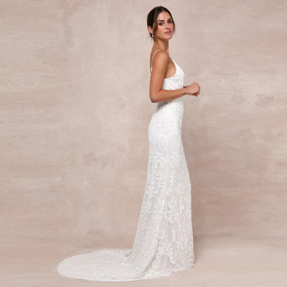 Gorgeous Appliqued Weeding Dress