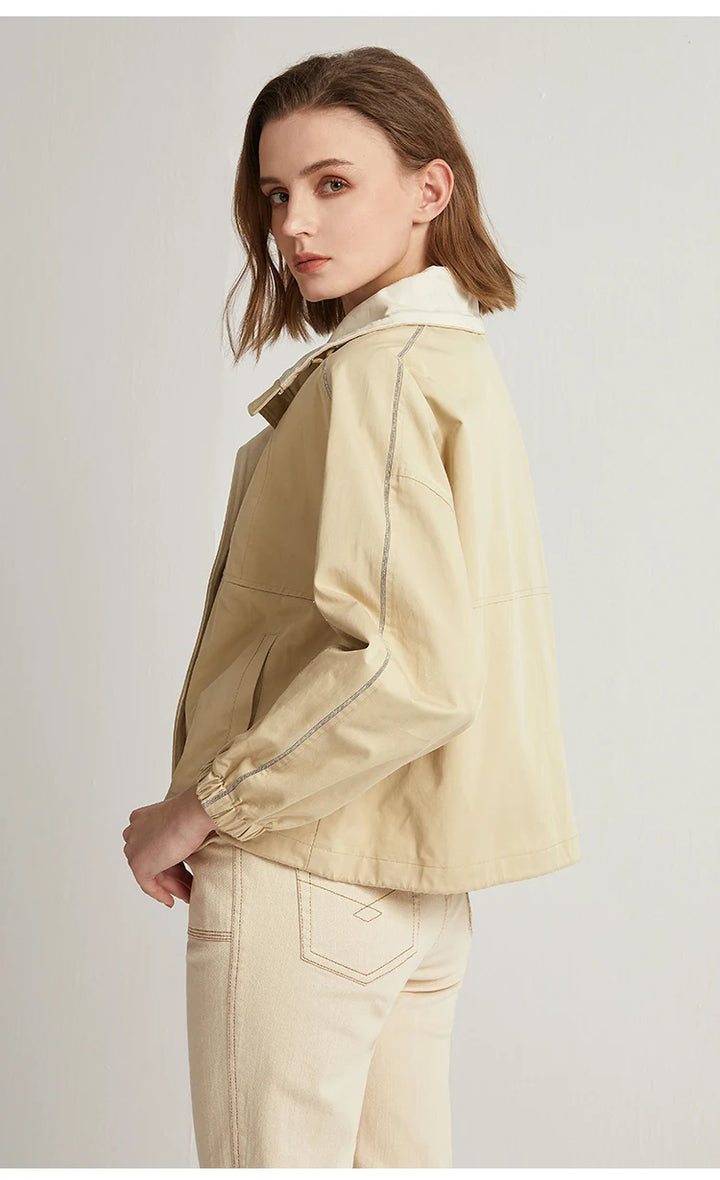 Single-Breasted Cotton Crop Jacket