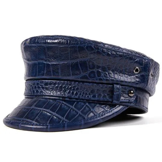 Stunning Natural Leather Military Style Cap