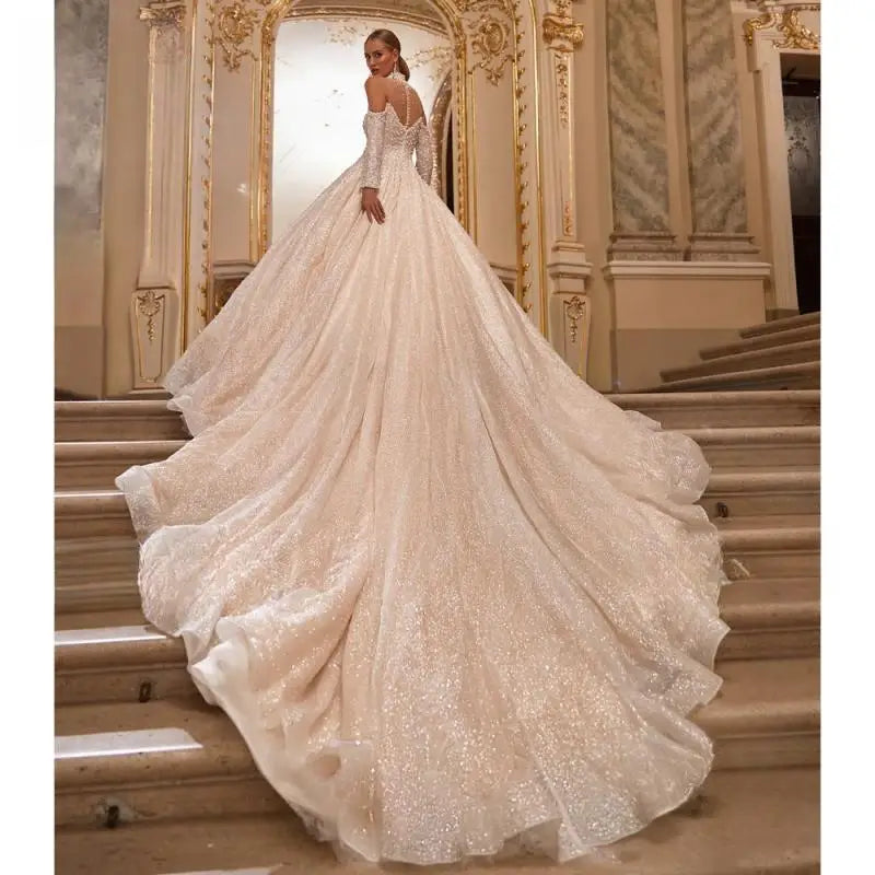 Gorgeous Pearls Off The Shoulder Ball Gown