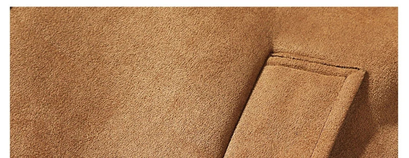 Elegant Suede Leather Woolen Thick Coat