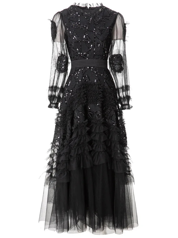 Sequins High Waist Midi Party Dress