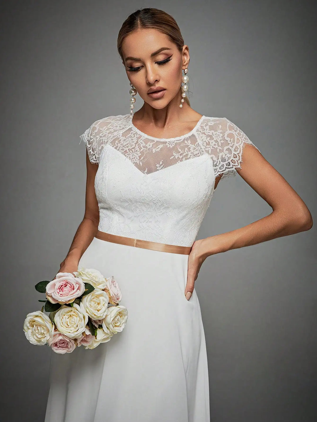 Stunning Eyelash Lace Bridesmaid Ball Gown