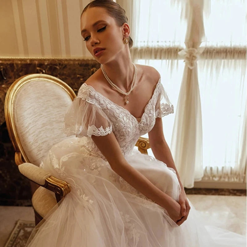 Short Flare Sleeves Bridal Dress - All For Me Today Short Flare Sleeves Bridal Dress - All For Me Today