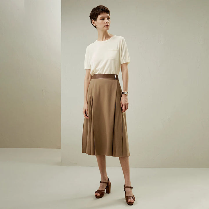 Refined Merino Wool Wrap Midi Skirt