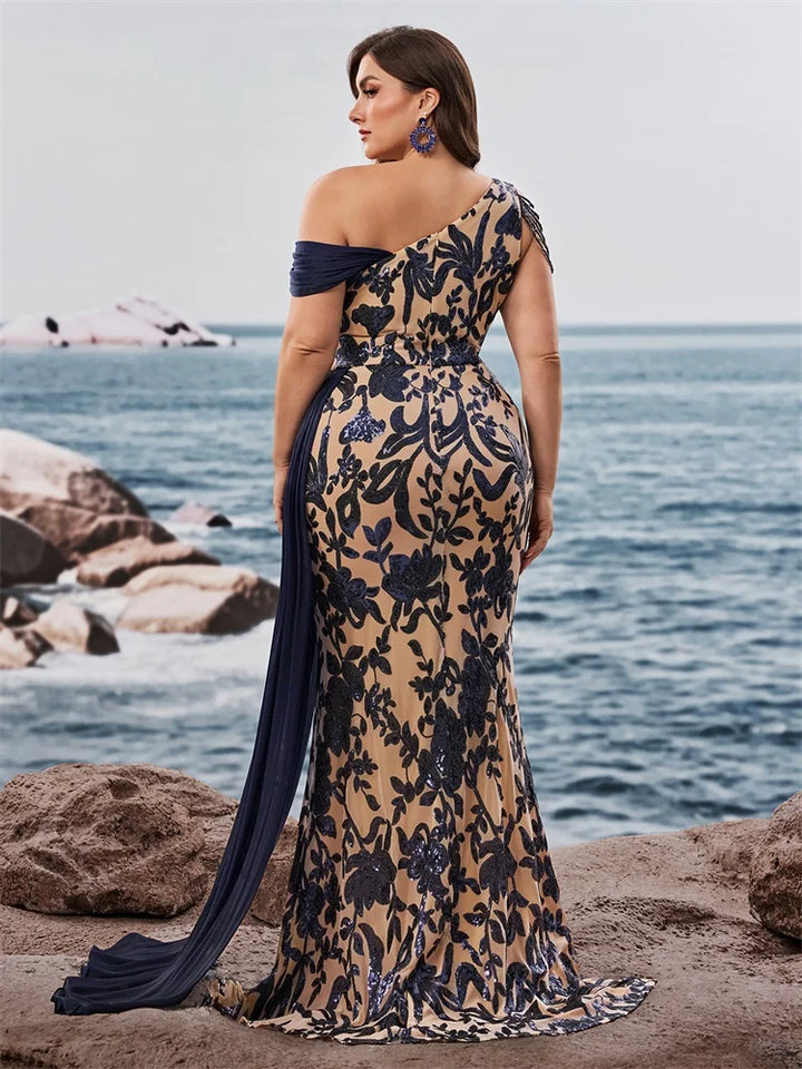 Regal Beaded Sequin Evening Party Gown