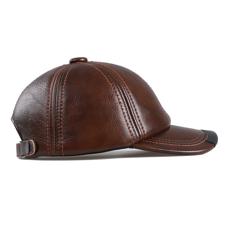 Real Cowhide Leather Men's Baseball Cap