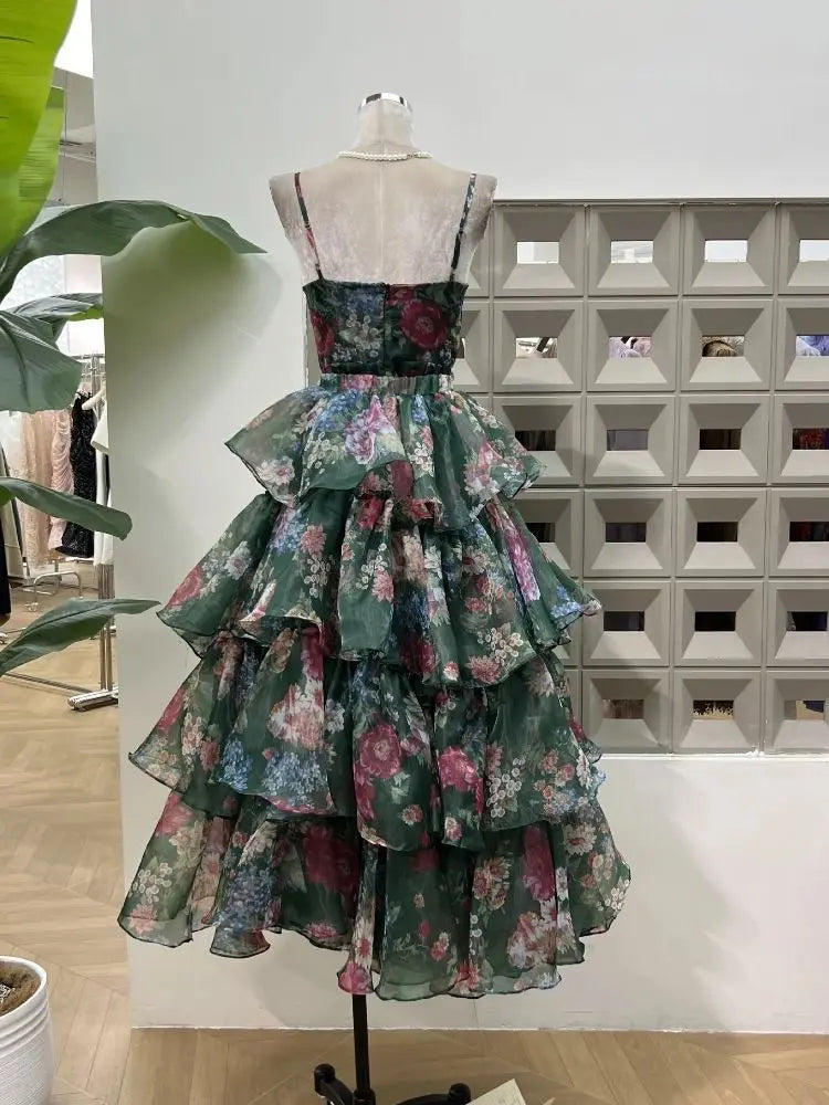 Graceful Flower Thin Ruffles Holiday Dress