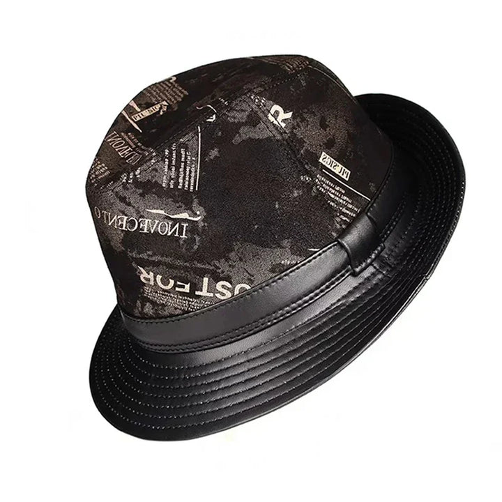 Stylish Black Geometry Real Leather Hat
