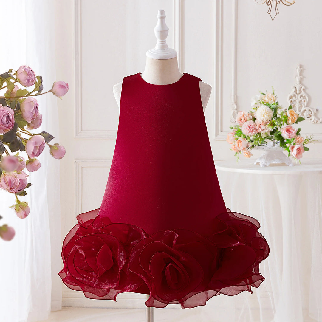 Alluring Big Flower Little Bridesmaids Gown