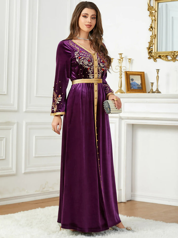 Velvet Embroidery Morocco Abaya